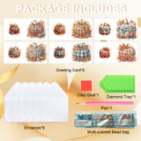 6pcs Diamond Painting Kit Greeting Card, Square Pumpkin 5D DIY Diamond Handmade Holiday Greeting Card with Envelope, Christmas Gift Congratulation