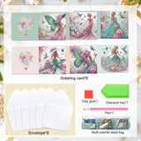 6 pcs Diamond Art Painted Greeting Card, Butterfly Lady 5D DIY Special Shape Diamond Card Creative Gift, Christmas Thanksgiving Greeting Card Congratulation