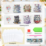 6 pcs Diamond Art Painted Greeting Card, Flower Dinosaur Goat Zebra Fawn 5D DIY Special Shape Diamond Card Creative Gift, Christmas Thanksgiving Greeting Card Congratulation