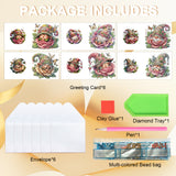 6pcs Diamond Painting Kit Greeting Card, Sleeping Gnome 5D DIY Diamond Handmade Holiday Greeting Card with Envelope, Christmas Gift Congratulation