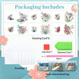 6pcs Diamond Painting Kit Greeting Card, Dragonfly Lotus 5D DIY Diamond Handmade Holiday Greeting Card with Envelope, Christmas Gift Congratulation