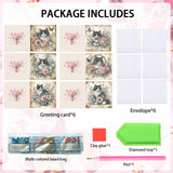 6pcs Diamond Art Painting Kit Greeting Card, Cat in the Flower 5D DIY Special Shape Diamond Greeting Card Creative Gifts, Christmas Thanksgiving Greeting Card Congratulation