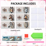 6pcs Diamond Art Painting Kit Greeting Card, Featured Horse 5D DIY Special Shape Diamond Greeting Card Creative Gifts, Christmas Thanksgiving Greeting Card Congratulation