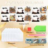 6pcs Diamond Painting Kit Greeting Card, Halloween Pumpkin 5D DIY Diamond Handmade Holiday Greeting Card with Envelope, Christmas Gift Congratulation