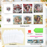 6pcs Diamond Art Painting Set Greeting Card, Big Eyes Curly Hair Sunflower 5D DIY Special Shape Diamond Greeting Card Creative Gifts, Christmas Thanksgiving Greeting Card Congratulation