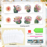 6pcs Diamond Art Painting Set Greeting Card, Cactus Flower 5D DIY Special Shape Diamond Greeting Card Creative Gifts, Christmas Thanksgiving Day Greeting Card Congratulation