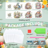 6pcs Diamond Art Painting Kit Greeting Card, Gnome 5D DIY Diamond Handmade Holiday Greeting Card with Envelope, Christmas Gift Congratulation