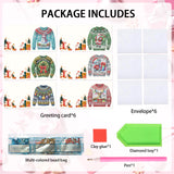 6pcs Diamond Art Painting Kit Greeting Card, Christmas Clothes 5D DIY Special Shape Diamond Greeting Card Creative Gifts, Christmas Thanksgiving Greeting Card Congratulation