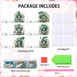 6pcs Diamond Art Painting Kit Greeting Card, Green Hat Dandelion Angel 5D DIY Special Shape Diamond Greeting Card Creative Gifts, Christmas Thanksgiving Greeting Card Congratulation