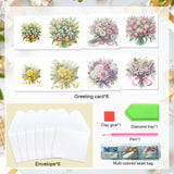 6pcs Diamond Art Painting Kit Greeting Card, Tulip Rose Small Hundred Flower Bouquet 5D DIY Special Shape Diamond Greeting Card Creative Gifts, Christmas Thanksgiving Day Greeting Card Congratulation