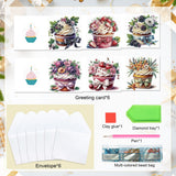 6pcs Diamond Painting Kit Greeting Card, Cake 5D DIY Diamond Handmade Holiday Greeting Card with Envelope, Christmas Gift Congratulation