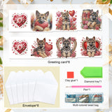 6pcs Diamond Art Painting Kit Greeting Cards, Love German Shepherd 5D DIY Special Shape Diamond Greeting Cards Creative Gifts, Christmas Thanksgiving Greeting Cards Congratulation