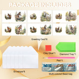 6pcs Diamond Painting Kit Greeting Card, Horse 5D DIY Diamond Handmade Holiday Greeting Card with Envelope, Christmas Gift Congratulation