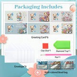 6pcs Diamond Painting Kit Greeting Card, Birthday Bear 5D DIY Diamond Handmade Holiday Greeting Card with Envelope, Christmas Gift Congratulation