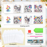 6pcs Diamond Art Painting Set Greeting Card, Balloon Husky 5D DIY Special Shape Diamond Greeting Card Creative Gifts, Christmas Thanksgiving Greeting Card Congratulation