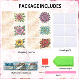 6pcs Diamond Art Painting Kit Greeting Cards, Pretty Flowers 5D DIY Special Shape Diamond Greeting Card Creative Gifts, Christmas Thanksgiving Greeting Card Congratulation