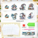 6pcs Diamond Art Painting Set Greeting Cards, Sea Life Gnomes 5D DIY Special Shape Diamond Greeting Cards Creative Gifts, Christmas Thanksgiving Greeting Cards Congratulation
