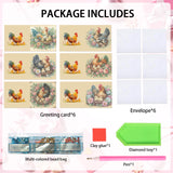 6pcs Diamond Art Painting Kit Greeting Card, Hens Laying Eggs 5D DIY Special Shape Diamond Greeting Card Creative Gifts, Christmas Thanksgiving Greeting Card Congratulation