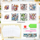 6 pcs Diamond Art Painted Greeting Card, Flower Meadow 5D DIY Special Shape Diamond Card Creative Gift, Christmas Thanksgiving Greeting Card Congratulation