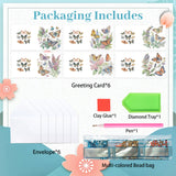 6pcs Diamond Painting Kit Greeting Card, Butterfly 5D DIY Diamond Handmade Holiday Greeting Card with Envelope, Christmas Gift Congratulation