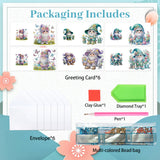 6pcs Diamond Painting Kit Greeting Card, Happy Gnome 5D DIY Diamond Handmade Holiday Greeting Card with Envelope, Christmas Gift Congratulation