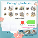 6pcs Diamond Painting Kit Greeting Card, Wolfdog 5D DIY Diamond Handmade Holiday Greeting Card with Envelope, Christmas Gift Congratulation