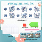 6pcs Diamond Painting Kit Greeting Card, Birdie 5D DIY Diamond Handmade Holiday Greeting Card with Envelope, Christmas Gift Congratulation