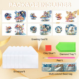 6pcs Diamond Painting Kit Greeting Card, Mushroom Genie 5D DIY Diamond Handmade Holiday Greeting Card with Envelope, Christmas Gift Congratulation