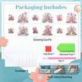 6pcs Diamond Painting Kit Greeting Card, Castle Balloon 5D DIY Diamond Handmade Holiday Greeting Card with Envelope, Christmas Gift Congratulation