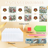 6pcs Diamond Painting Kit Greeting Card, Birdie 5D DIY Diamond Handmade Holiday Greeting Card with Envelope, Christmas Gift Congratulation