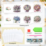 6pcs Diamond Painting Kit Greeting Card, Beautiful Flower Bouquet 5D DIY Diamond Handmade Holiday Greeting Card with Envelope, Christmas Gift Congratulation