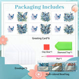 6pcs Diamond Painting Kit Greeting Card, Pretty Butterfly 5D DIY Diamond Handmade Holiday Greeting Card with Envelope, Christmas Gift Congratulation
