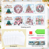 6 Pieces Diamond Art Painted Greeting Cards, Ski Santa Birdie Gift 5D DIY Special Shape Diamond Card Creative Gift, Christmas Thanksgiving Greeting Card Congratulation