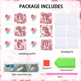 6pcs Diamond Art Painting Kit Greeting Card, Pink Lollipop Horse 5D DIY Special Shape Diamond Greeting Card Creative Gifts, Christmas Thanksgiving Greeting Card Congratulation