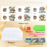 6pcs Diamond Painting Kit Greeting Card, Gnome 5D DIY Diamond Handmade Holiday Greeting Card with Envelope, Christmas Gift Congratulation