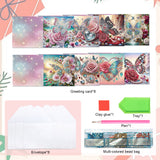 8 Pieces Flower Butterfly Diamond Art Painted Greeting Cards, 5D DIY Special Shape Diamond Creative Gifts, Greeting Card Sets Gifts Birthday Thanksgiving Greeting Card Congratulations