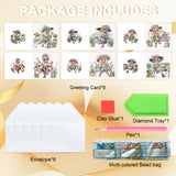 6pcs Diamond Painting Kit Greeting Card, Mushroom Genie 5D DIY Diamond Handmade Holiday Greeting Card with Envelope, Christmas Gift Congratulation