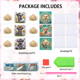 6pcs Diamond Art Painting Kit Greeting Card, Calf in Flower 5D DIY Special Shape Diamond Greeting Card Creative Gifts, Christmas Thanksgiving Greeting Card Congratulation