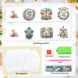 6pcs Diamond Painting Kit Greeting Card, Cross Flower 5D DIY Diamond Handmade Holiday Greeting Card with Envelope, Christmas Gift Congratulations