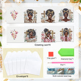 6 pcs Diamond Art Painted Greeting Card, Green Butterfly Genie 5D DIY Special Shape Diamond Card Creative Gift, Christmas Thanksgiving Greeting Card Congratulation
