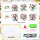 6 pcs Diamond Art Painted Greeting Card, Vase Beautiful Flowers 5D DIY Special Shape Diamond Card Creative Gift, Christmas Thanksgiving Greeting Card Congratulation