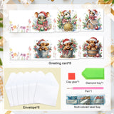 6 pcs Diamond Art Painted Greeting Card, Christmas Cow Mouse 5D DIY Special Shape Diamond Card Creative Gift, Christmas Thanksgiving Greeting Card Congratulation