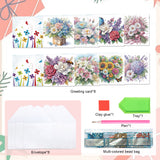 8 pcs Diamond Art Painted Greeting Card, Pretty Flower 5D DIY Special Shape Diamond Card Creative Gift, Christmas Thanksgiving Greeting Card Congratulation