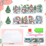8 pcs Diamond Art Painted Greeting Card, Christmas Penguin Snowman 5D DIY Special Shape Diamond Card Creative Gift, Christmas Thanksgiving Greeting Card Congratulation