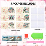 6pcs Diamond Art Painting Kit Greeting Card, Skull Rose 5D DIY Special Shape Diamond Greeting Card Creative Gifts, Christmas Thanksgiving Greeting Card Congratulation