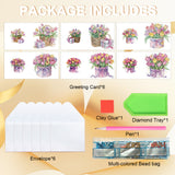 6pcs Diamond Painting Kit Greeting Card, Tulip Bouquet 5D DIY Diamond Handmade Holiday Greeting Card with Envelope, Christmas Gift Congratulation