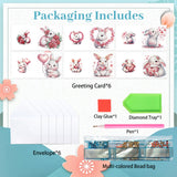 6pcs Diamond Painting Kit Greeting Card, Love Bunny 5D DIY Diamond Handmade Holiday Greeting Card with Envelope, Christmas Gift Congratulation
