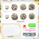 6pcs Diamond Painting Kit Greeting Card, Flower 5D DIY Diamond Handmade Holiday Greeting Card with Envelope, Christmas Gift Congratulation
