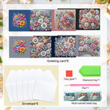 6 pcs Diamond Art Painted Greeting Card, Leopard in Flower 5D DIY Special Shape Diamond Card Creative Gift, Christmas Thanksgiving Greeting Card Congratulation