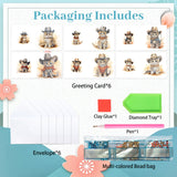 6pcs Diamond Painting Kit Greeting Card, Cat 5D DIY Diamond Handmade Holiday Greeting Card with Envelope, Christmas Gift Congratulation